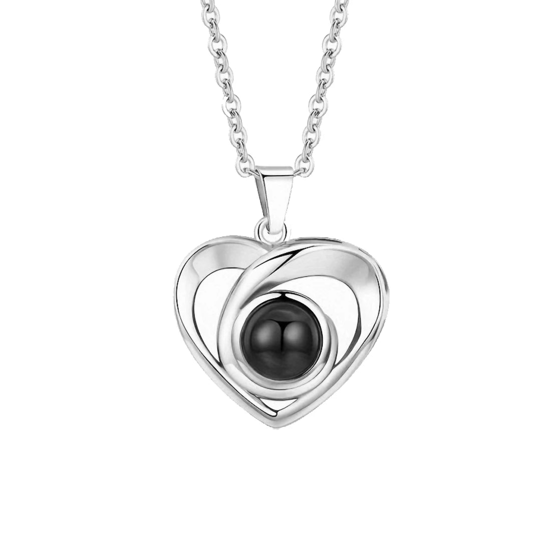 Custom Color Photo Projection Necklace Simple Love Heart Copper Pendant Titanium Steel Chain Girlfriend Mom Wife Festival Gifts