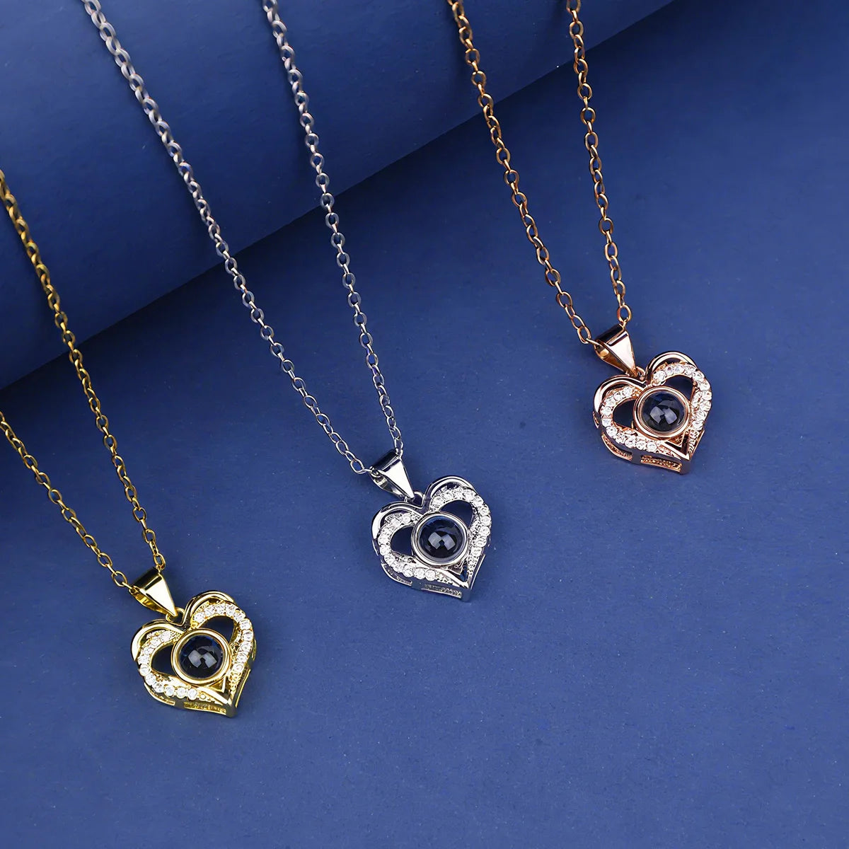 100 Languages Projection Pendant Necklace With Rose Bow Gift Box Jewelry For Wife Girlfriend Valentine Christmas Birthday Gift
