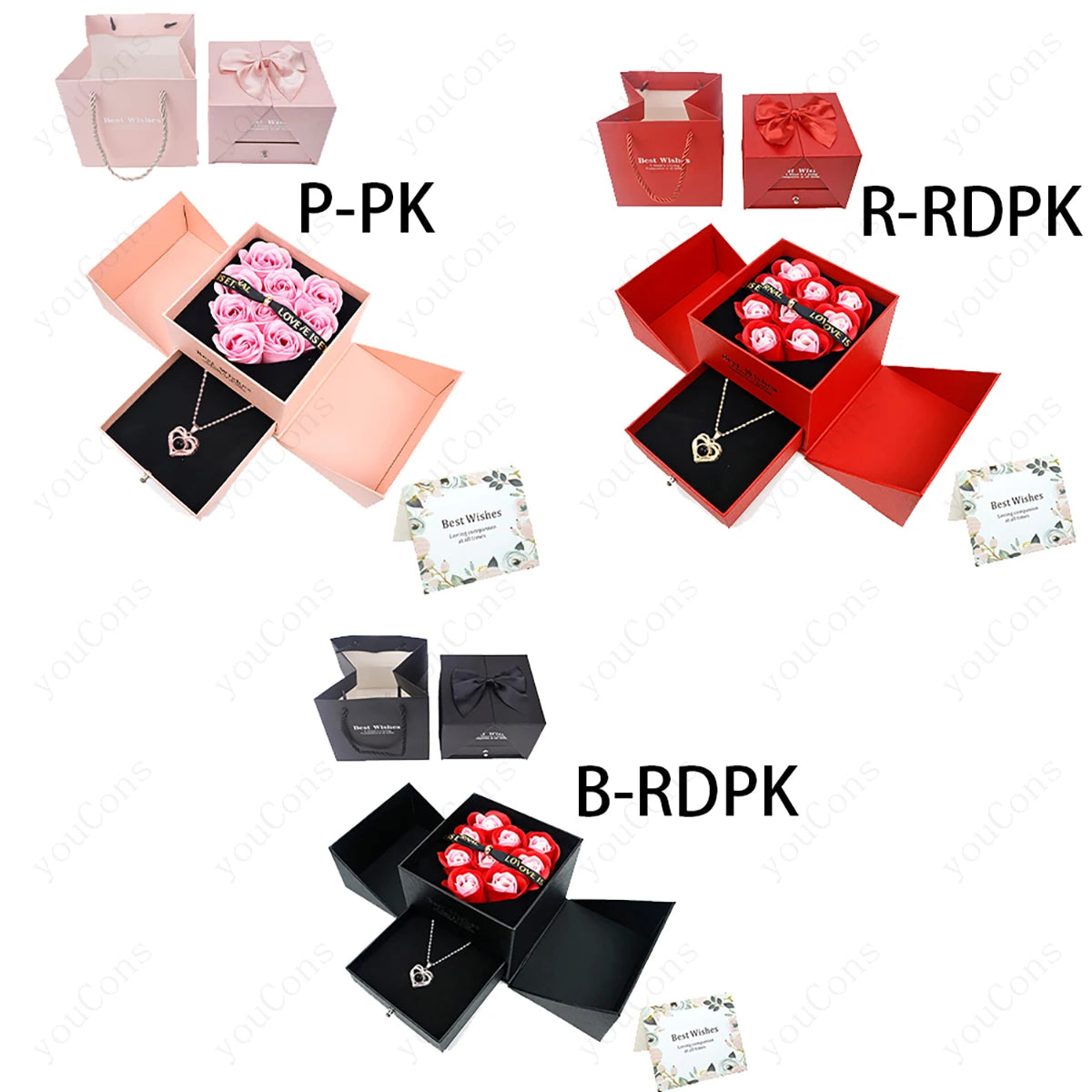 100 Languages Projection Pendant Necklace With Rose Bow Gift Box Jewelry For Wife Girlfriend Valentine Christmas Birthday Gift